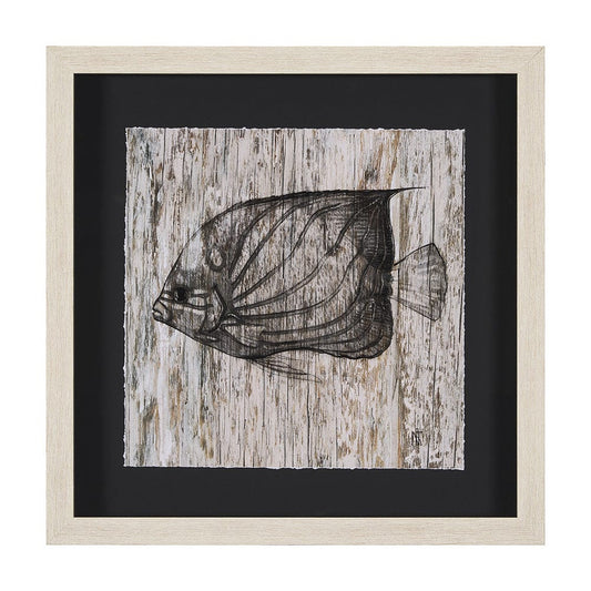 Mercana - Wood Grain Fish IV by Mercana Studio a Hand Embellished Textured Framed Art Print Matted under Glass - 15200 view 1