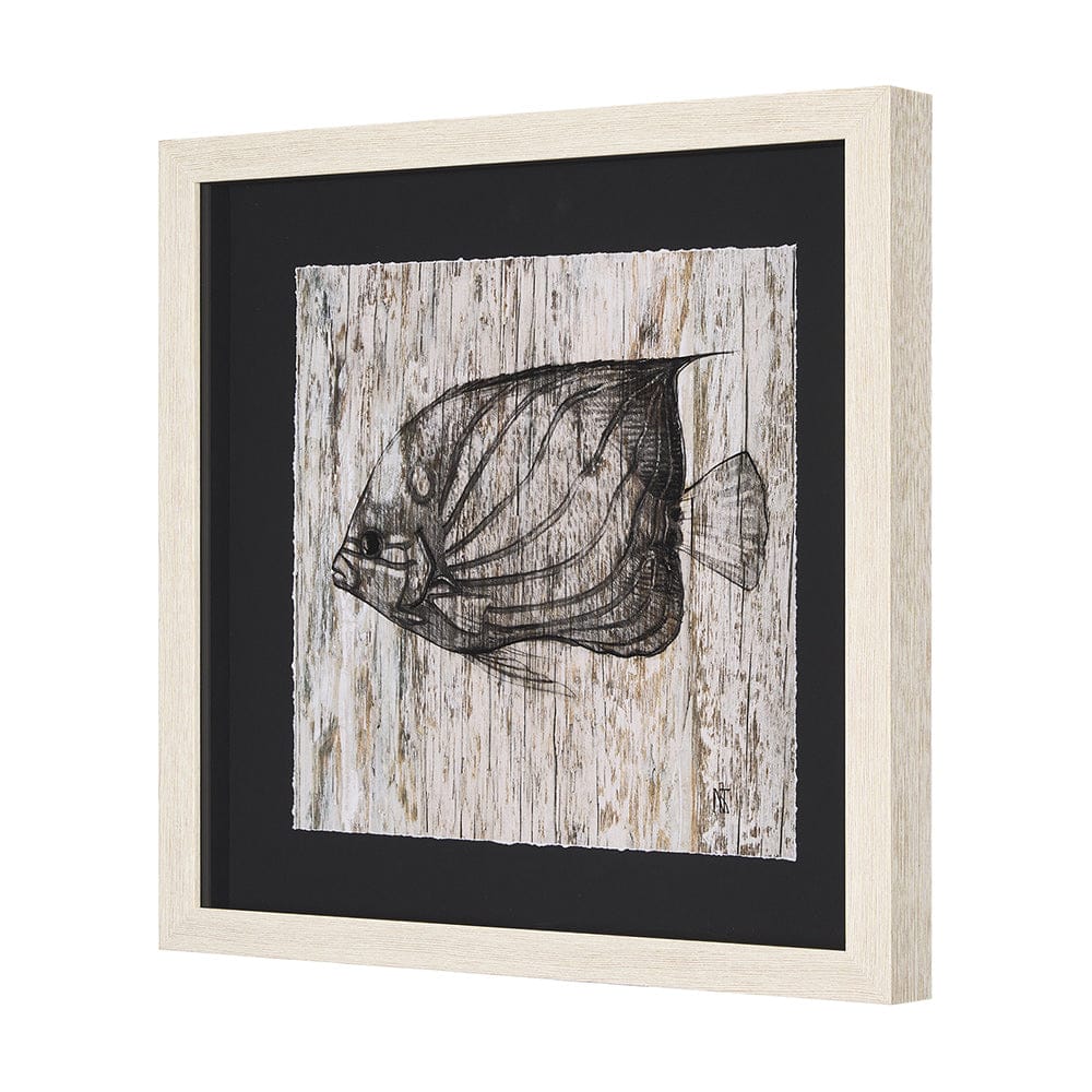 Mercana - Wood Grain Fish IV by Mercana Studio a Hand Embellished Textured Framed Art Print Matted under Glass - 15200 view 2