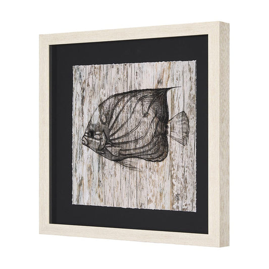 Mercana - Wood Grain Fish IV by Mercana Studio a Hand Embellished Textured Framed Art Print Matted under Glass - 15200 view 2