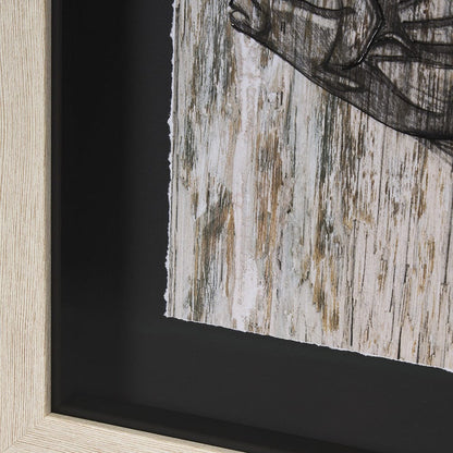 Mercana - Wood Grain Fish IV by Mercana Studio a Hand Embellished Textured Framed Art Print Matted under Glass - 15200 view 5