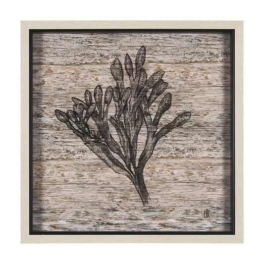 Mercana - Wood Grain Sea Plant II by Mercana Studio a Hand Embellished Textured Framed Art Print - 15206 view 1
