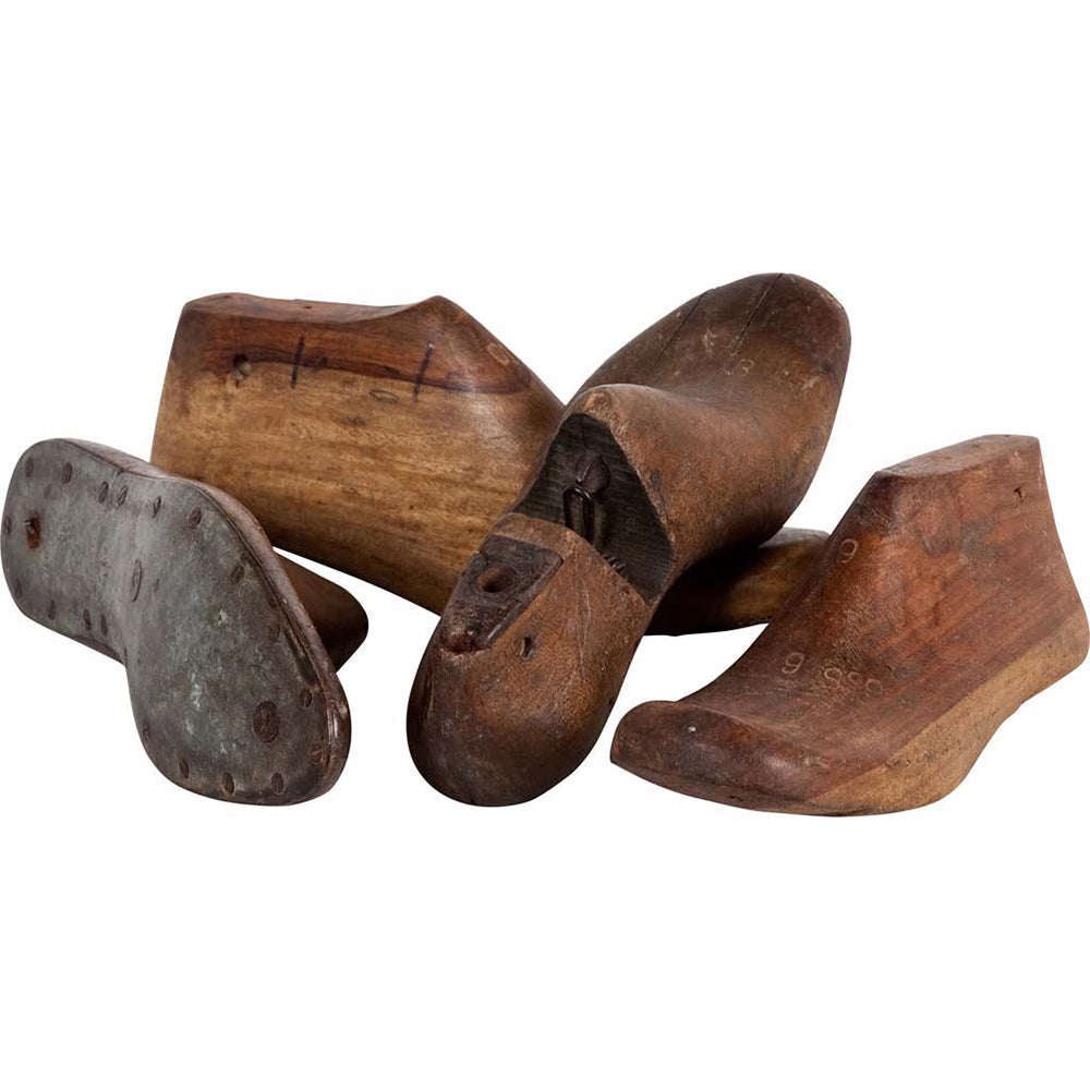 Mercana - Wooden Shoe 12L x 4W Brown Antique Wooden Cobbler Moulds (Set of 4) - 57465_CLOSEOUT view 1