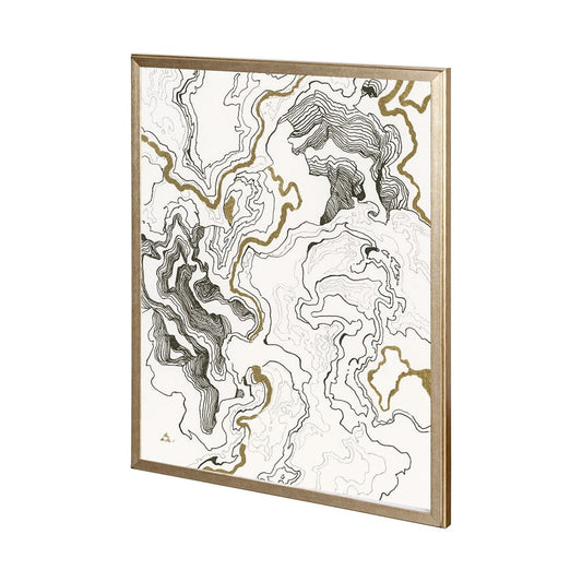 Mercana - Wooden Wave II by Mercana Studio a Hand Embellished Textured Framed Art Print Matted under Glass - 12403 view 1