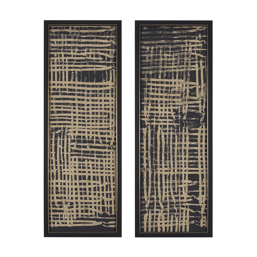 Mercana - Woven Lines II Tan by Mercana Studio a Hand Embellished Textured Framed Art Print - 15183 view 1