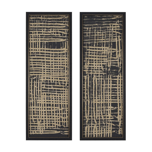 Mercana - Woven Lines II Tan by Mercana Studio a Hand Embellished Textured Framed Art Print - 15183 view 1