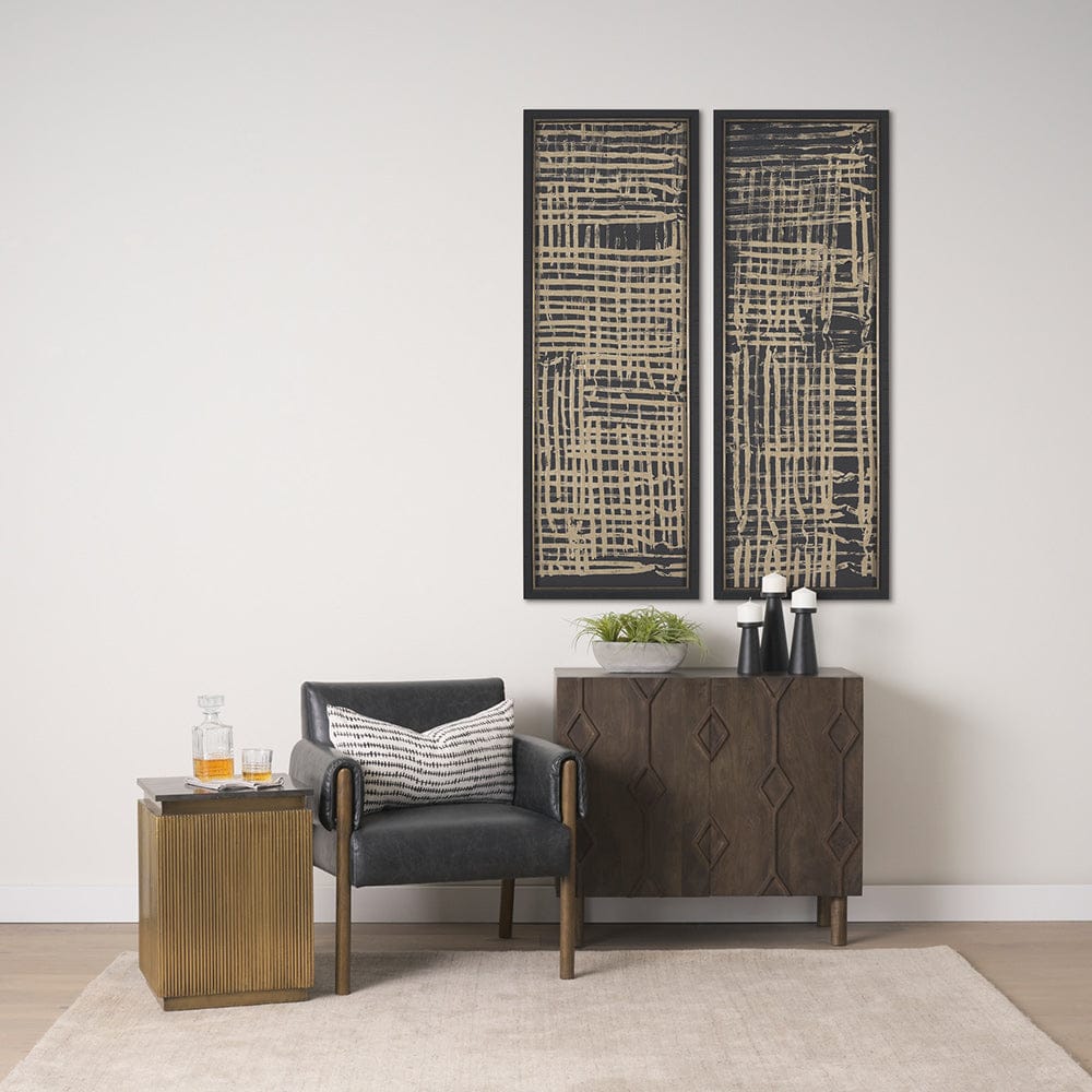 Mercana - Woven Lines II Tan by Mercana Studio a Hand Embellished Textured Framed Art Print - 15183 view 8