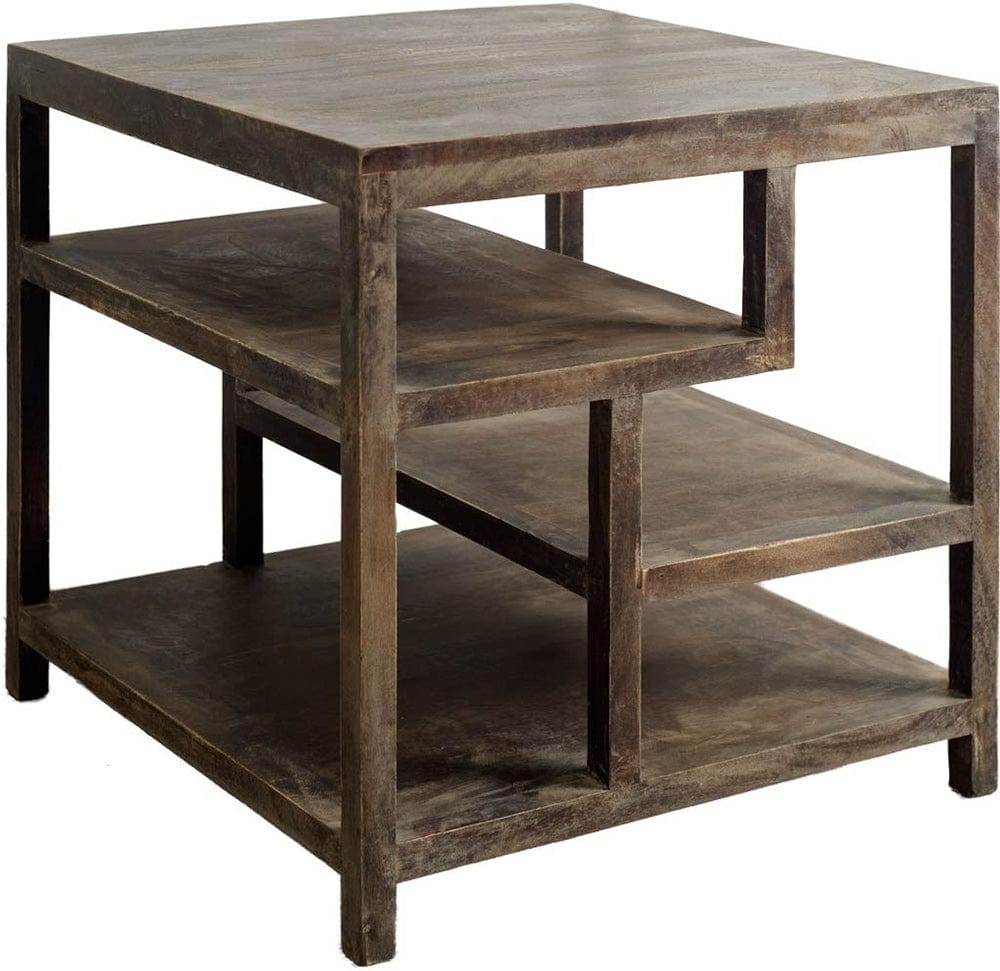 Mercana - Wright II 22" x 21.9" Square Top Medium Brown Wooden Multi-Shelf End/Side Table - 50287 view 1