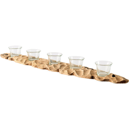 Mercana - Yerba Reclaimed Mango Wood Five Tealight Table Candle Holder - 67286_CLOSEOUT view 1
