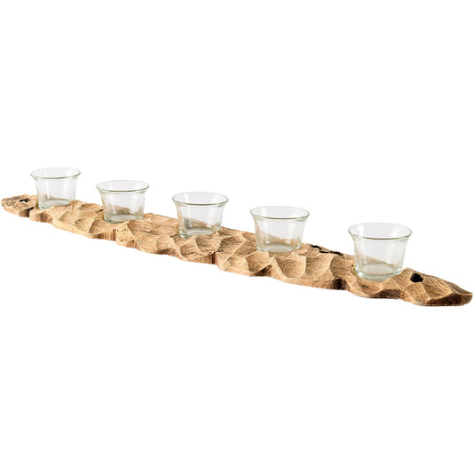 Mercana - Yerba Reclaimed Mango Wood Five Tealight Table Candle Holder - 67286_CLOSEOUT view 1