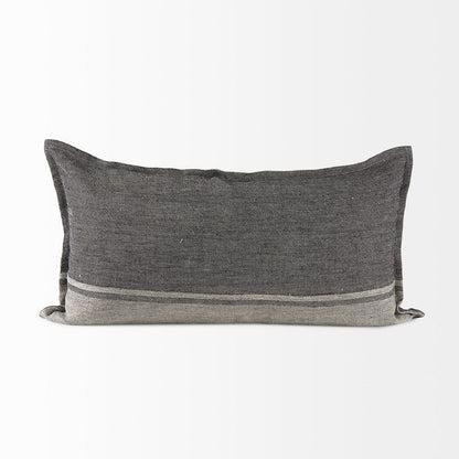 Mercana - Zadie 14L x 26W Light Gray and Dark Gray Fabric Color Blocked Decorative Pillow Cover - 69442 view 4
