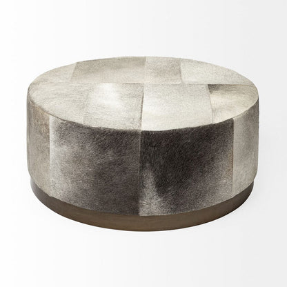 Mercana - Zahavi 36" Gray Hair-On-hide W/Metal Base Ottoman - 69057 view 3
