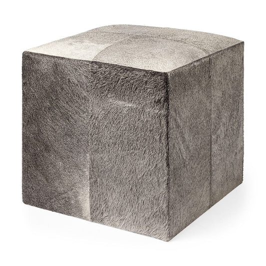 Mercana - Zahavi I 20" Grey-toned hair-on-hide ottoman - 69055 view 1