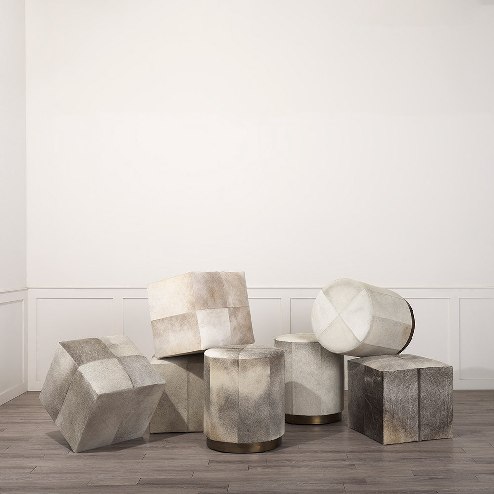 Mercana - Zahavi I 20" Grey-toned hair-on-hide ottoman - 69055 view 10