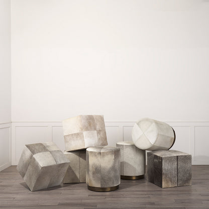 Mercana - Zahavi I 20" Grey-toned hair-on-hide ottoman - 69055 view 10