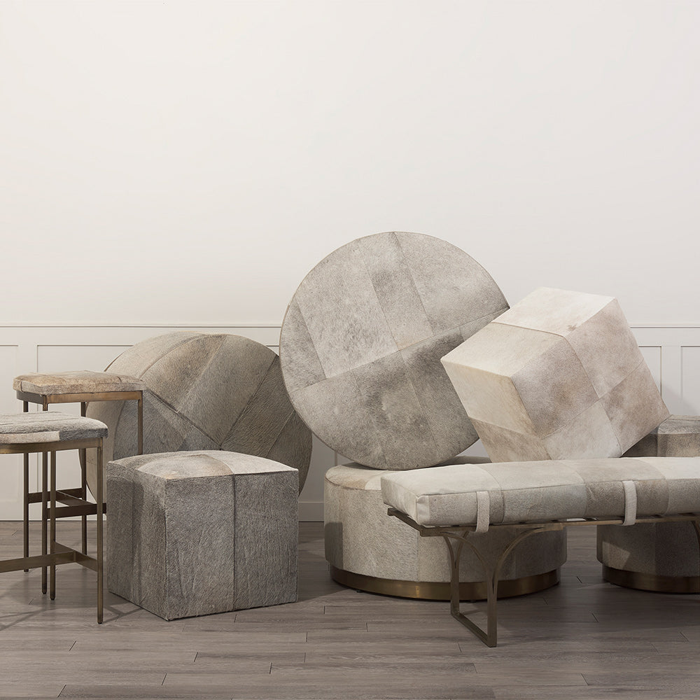 Mercana - Zahavi I 20" Grey-toned hair-on-hide ottoman - 69055 view 11