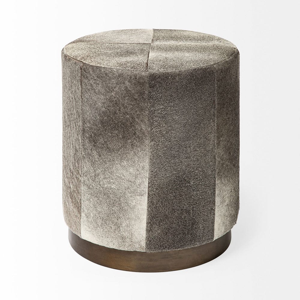 Mercana - Zahavi I 23"H grey-toned hair-on-hide ottoman - 69056 view 5