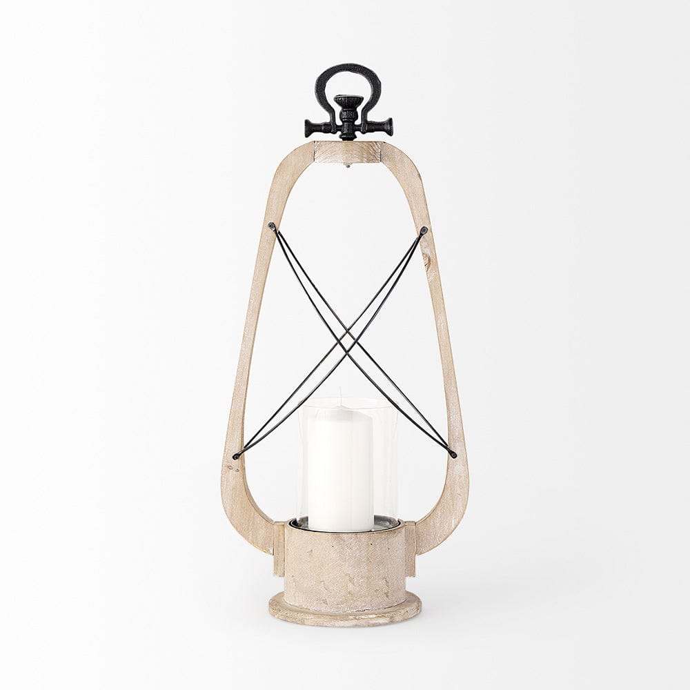 Mercana - Zain II Large Brown Wooden Vintage Inspired Candle Holder Lantern - 68638_CLOSEOUT view 4