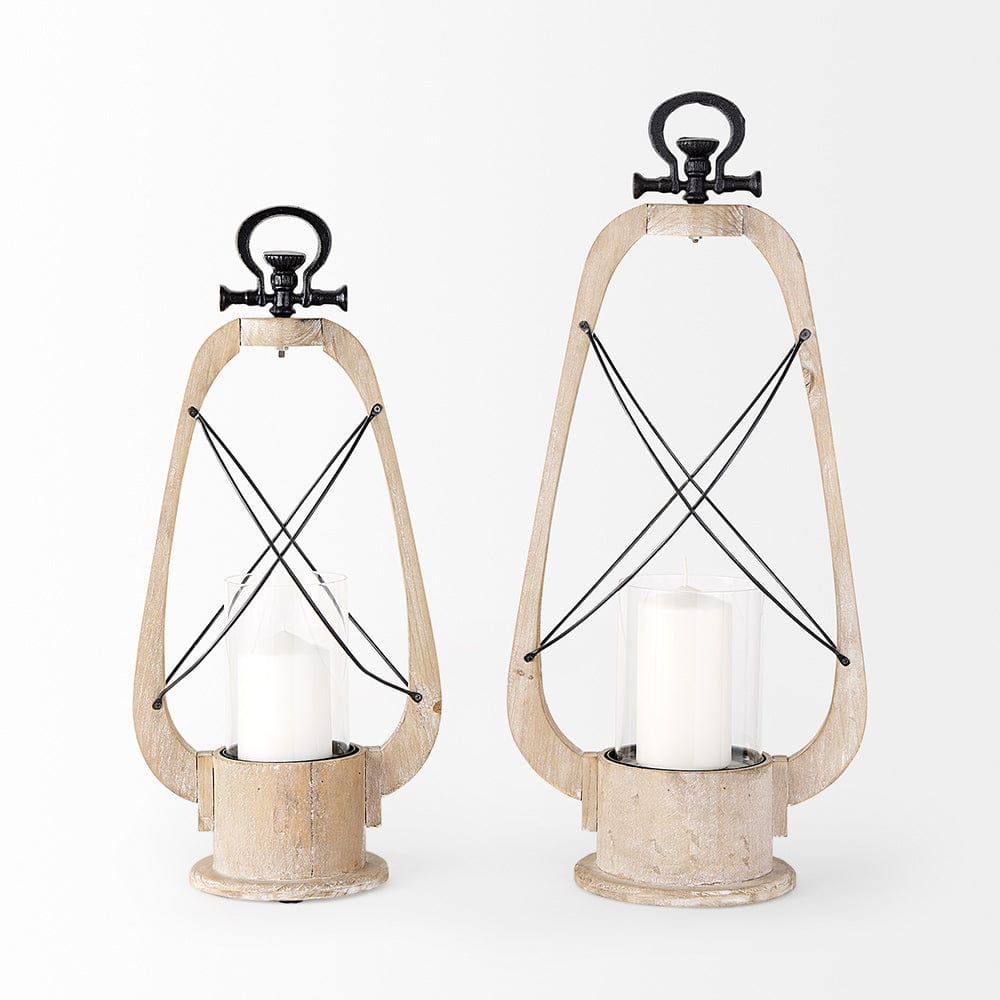 Mercana - Zain II Large Brown Wooden Vintage Inspired Candle Holder Lantern - 68638_CLOSEOUT view 6