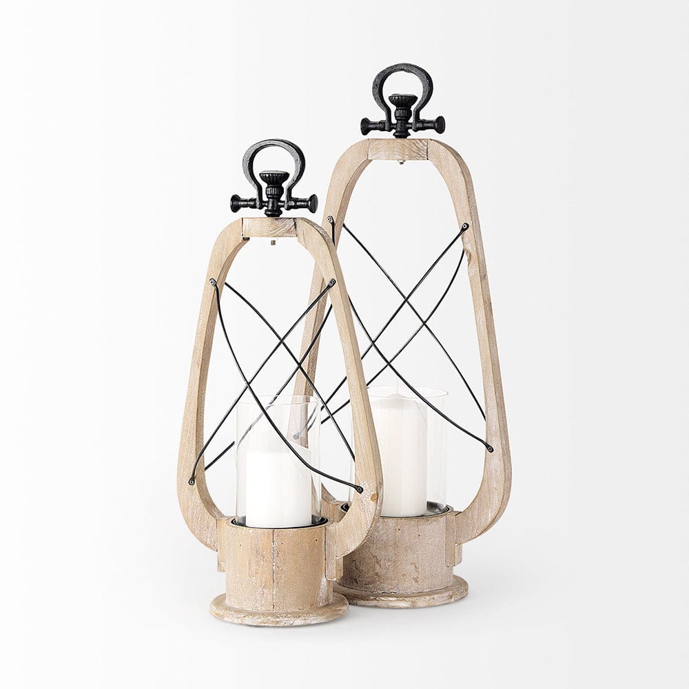 Mercana - Zain II Large Brown Wooden Vintage Inspired Candle Holder Lantern - 68638_CLOSEOUT view 7