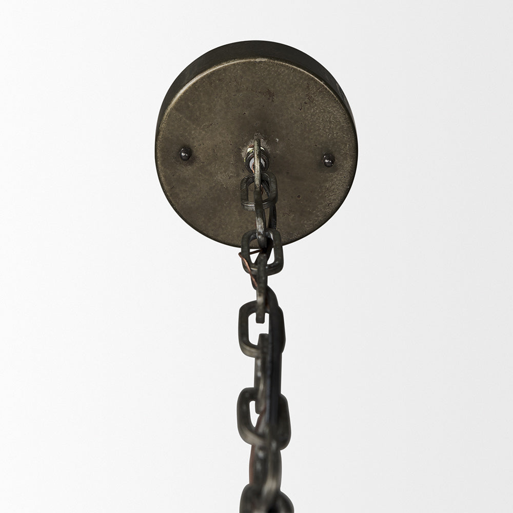 Mercana - Zaio 12.5Lx 12.5W x 18.5H Weathered Antique Gold Metal Caged Bulb Pendant Light - 65130 view 4