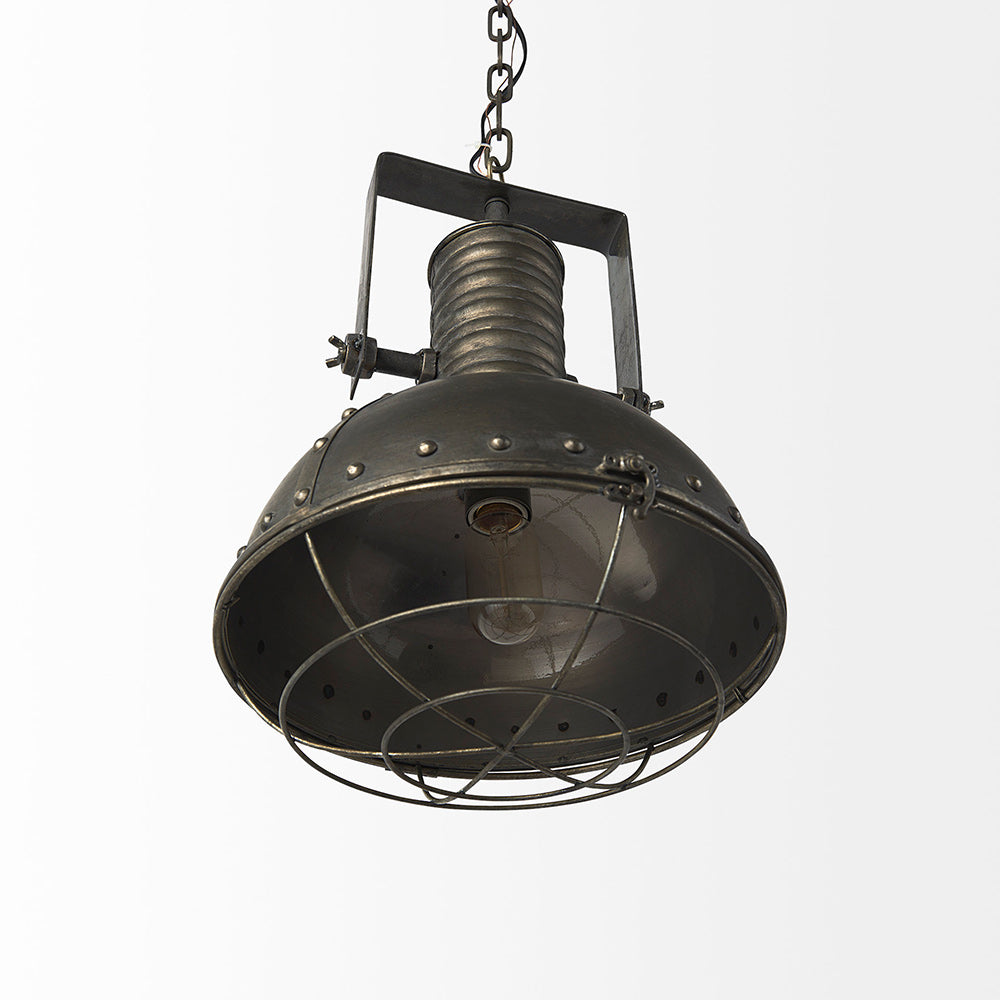 Mercana - Zaio 12.5Lx 12.5W x 18.5H Weathered Antique Gold Metal Caged Bulb Pendant Light - 65130 view 5