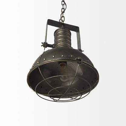Mercana - Zaio 12.5Lx 12.5W x 18.5H Weathered Antique Gold Metal Caged Bulb Pendant Light - 65130 view 5