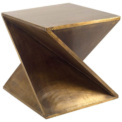 Mercana - Zelda 20L x 20W Gold Metal-Cladded Z-Shaped Wooden Accent Table - 67095 view 1