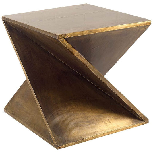 Mercana - Zelda 20L x 20W Gold Metal-Cladded Z-Shaped Wooden Accent Table - 67095 view 1