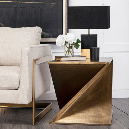 Mercana - Zelda 20L x 20W Gold Metal-Cladded Z-Shaped Wooden Accent Table - 67095 view 5