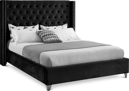 Meridian Furniture - Aiden Black Velvet Full Bed - AidenBlack-F veiw 1