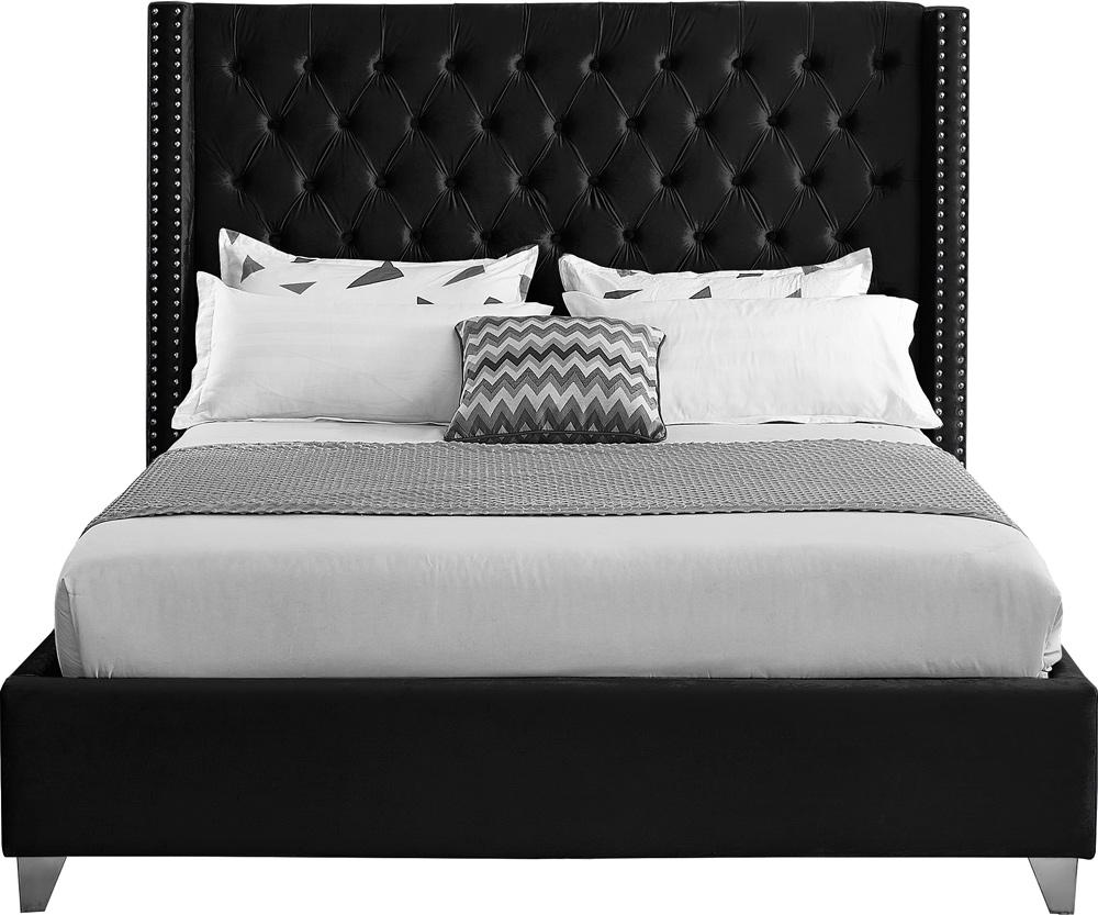 Meridian Furniture - Aiden Black Velvet Full Bed - AidenBlack-F veiw 3
