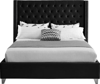 Meridian Furniture - Aiden Black Velvet Full Bed - AidenBlack-F veiw 3