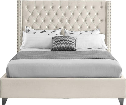 Meridian Furniture - Aiden Cream Velvet Full Bed - AidenCream-F veiw 3