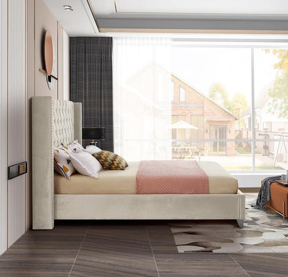 Meridian Furniture - Aiden Cream Velvet Full Bed - AidenCream-F veiw 5