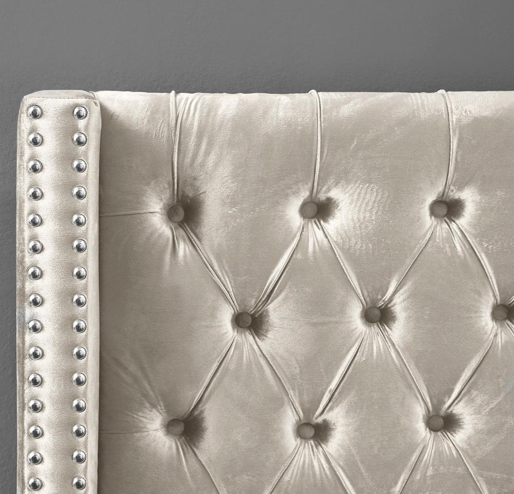 Meridian Furniture - Aiden Cream Velvet Full Bed - AidenCream-F veiw 7