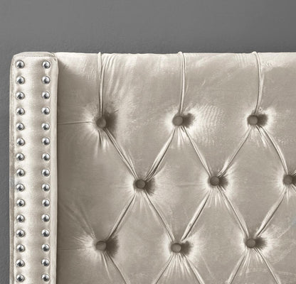 Meridian Furniture - Aiden Cream Velvet Full Bed - AidenCream-F veiw 7