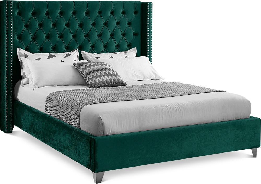 Meridian Furniture - Aiden Green Velvet Full Bed - AidenGreen-F veiw 1