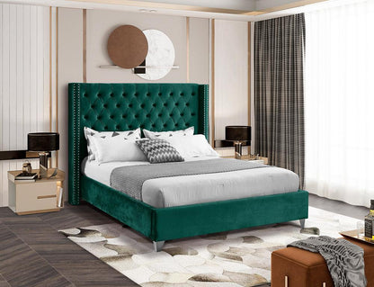 Meridian Furniture - Aiden Green Velvet Full Bed - AidenGreen-F veiw 2