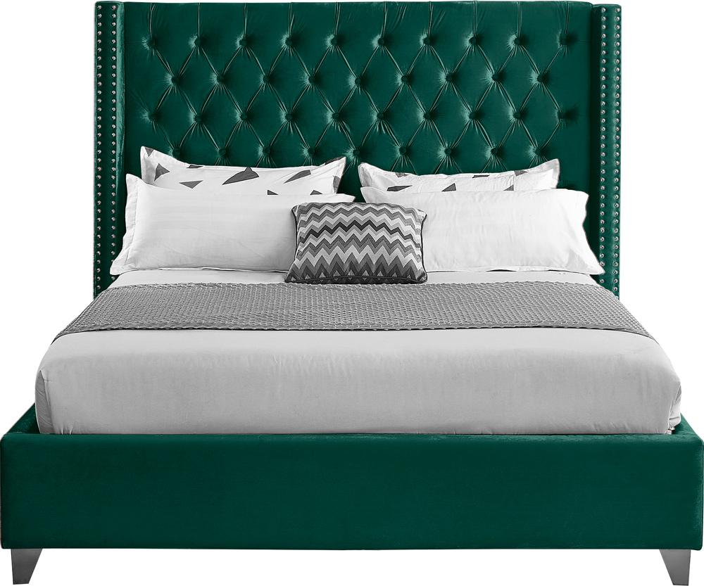 Meridian Furniture - Aiden Green Velvet Full Bed - AidenGreen-F veiw 3