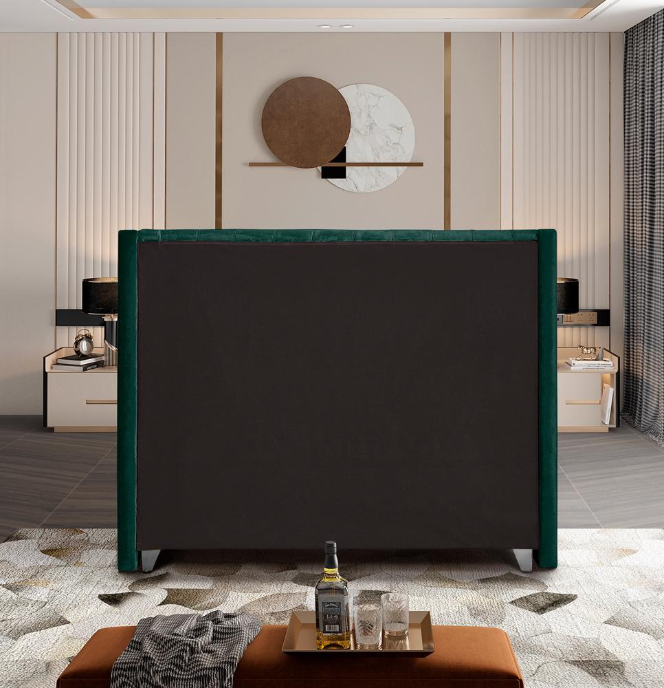 Meridian Furniture - Aiden Green Velvet Full Bed - AidenGreen-F veiw 6