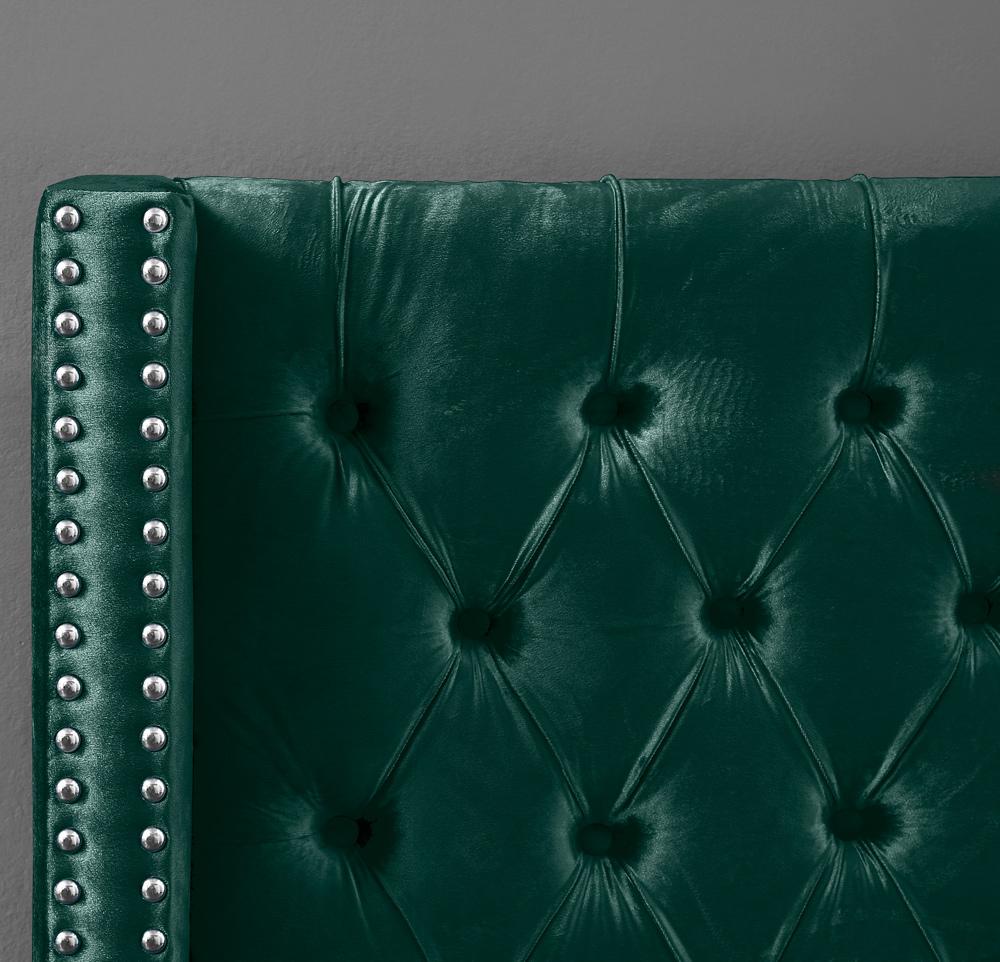Meridian Furniture - Aiden Green Velvet Full Bed - AidenGreen-F veiw 7