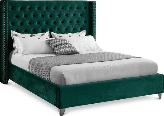 Meridian Furniture - Aiden Green Velvet King Bed - AidenGreen-K veiw 1