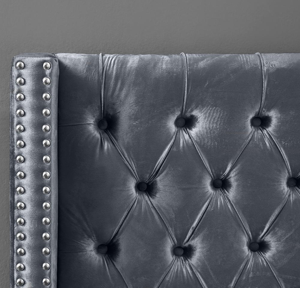 Meridian Furniture - Aiden Grey Velvet King Bed - AidenGrey-K veiw 7