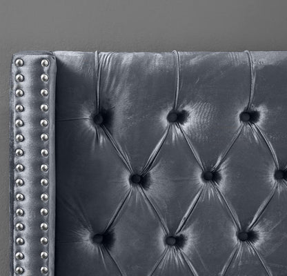 Meridian Furniture - Aiden Grey Velvet King Bed - AidenGrey-K veiw 7