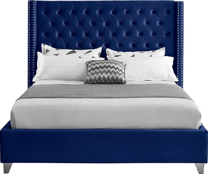 Meridian Furniture - Aiden Navy Velvet King Bed - AidenNavy-K veiw 3
