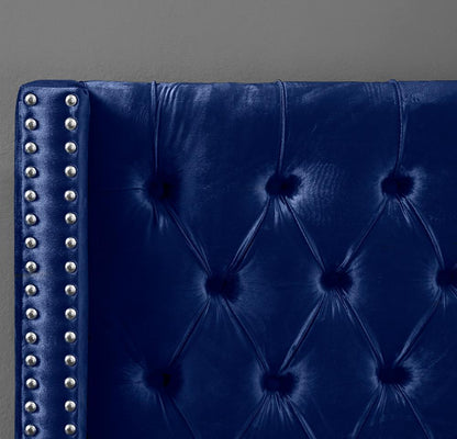 Meridian Furniture - Aiden Navy Velvet King Bed - AidenNavy-K veiw 7