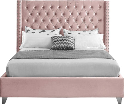 Meridian Furniture - Aiden Pink Velvet Full Bed - AidenPink-F veiw 3