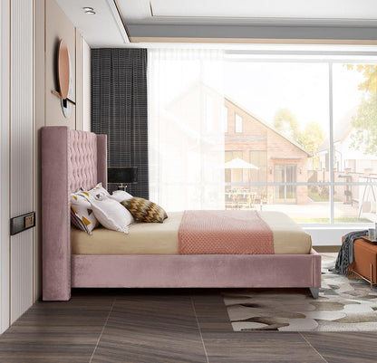 Meridian Furniture - Aiden Pink Velvet Full Bed - AidenPink-F veiw 5