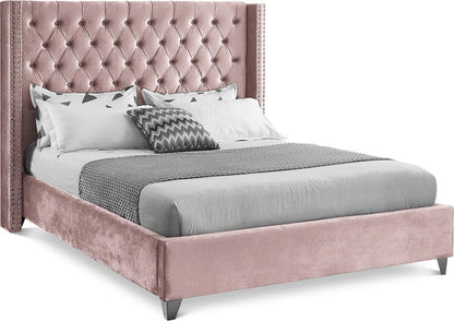 Meridian Furniture - Aiden Pink Velvet King Bed - AidenPink-K veiw 1