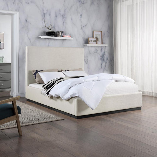 Meridian Furniture - Alfie Beige Linen Textured Fabric Queen Bed - AlfieBeige-Q veiw 2